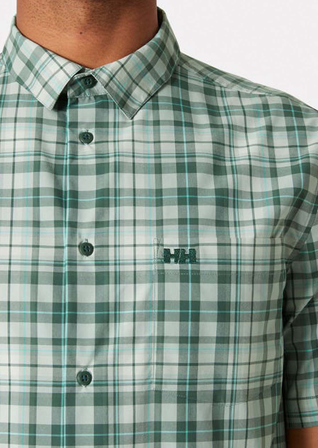 Helly Hansen Men's Fjord QD 2.0 Button Up Shirts Green Mist Shore Plaid