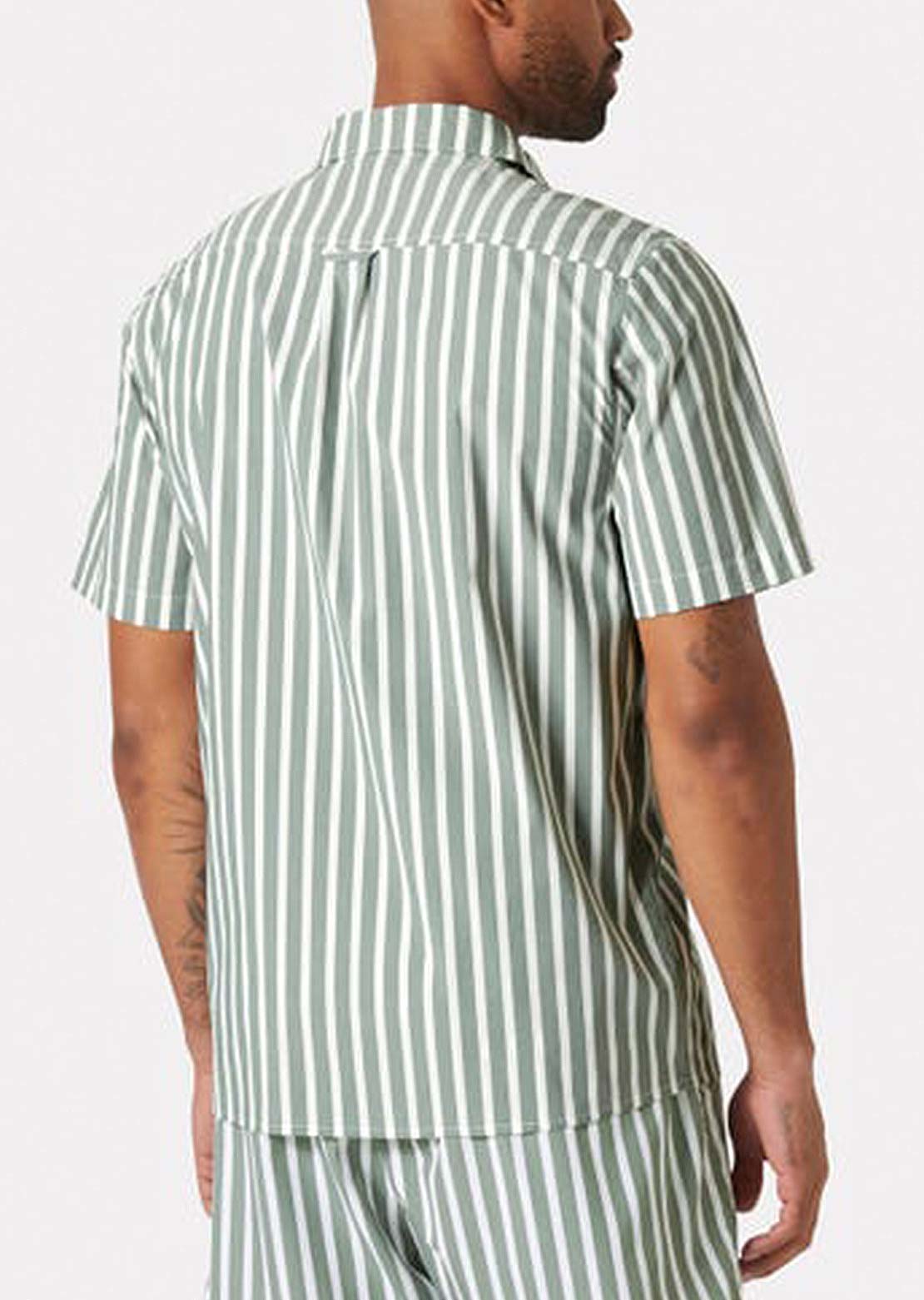 Helly Hansen Men's Fjord QD 2.0 Button Up Shirts Jungle Green Stripe