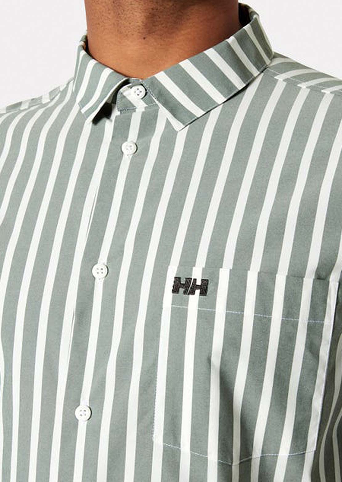 Helly Hansen Men's Fjord QD 2.0 Button Up Shirts Jungle Green Stripe