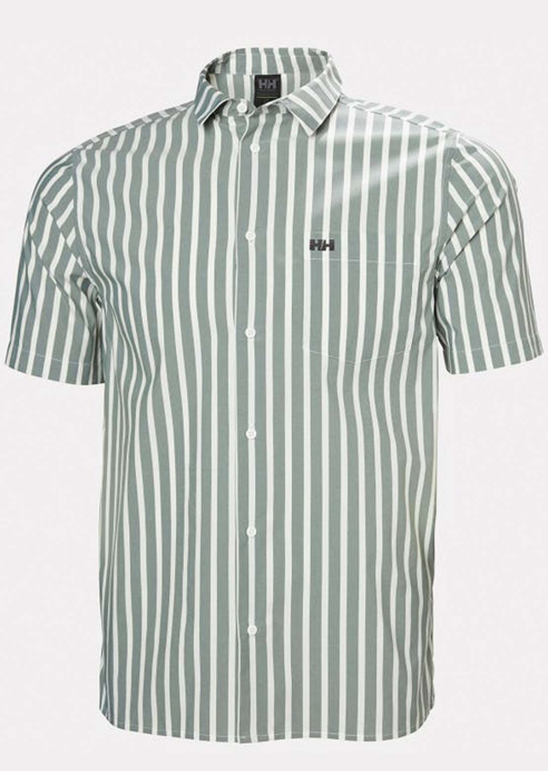 Helly Hansen Men's Fjord QD 2.0 Button Up Shirts Jungle Green Stripe