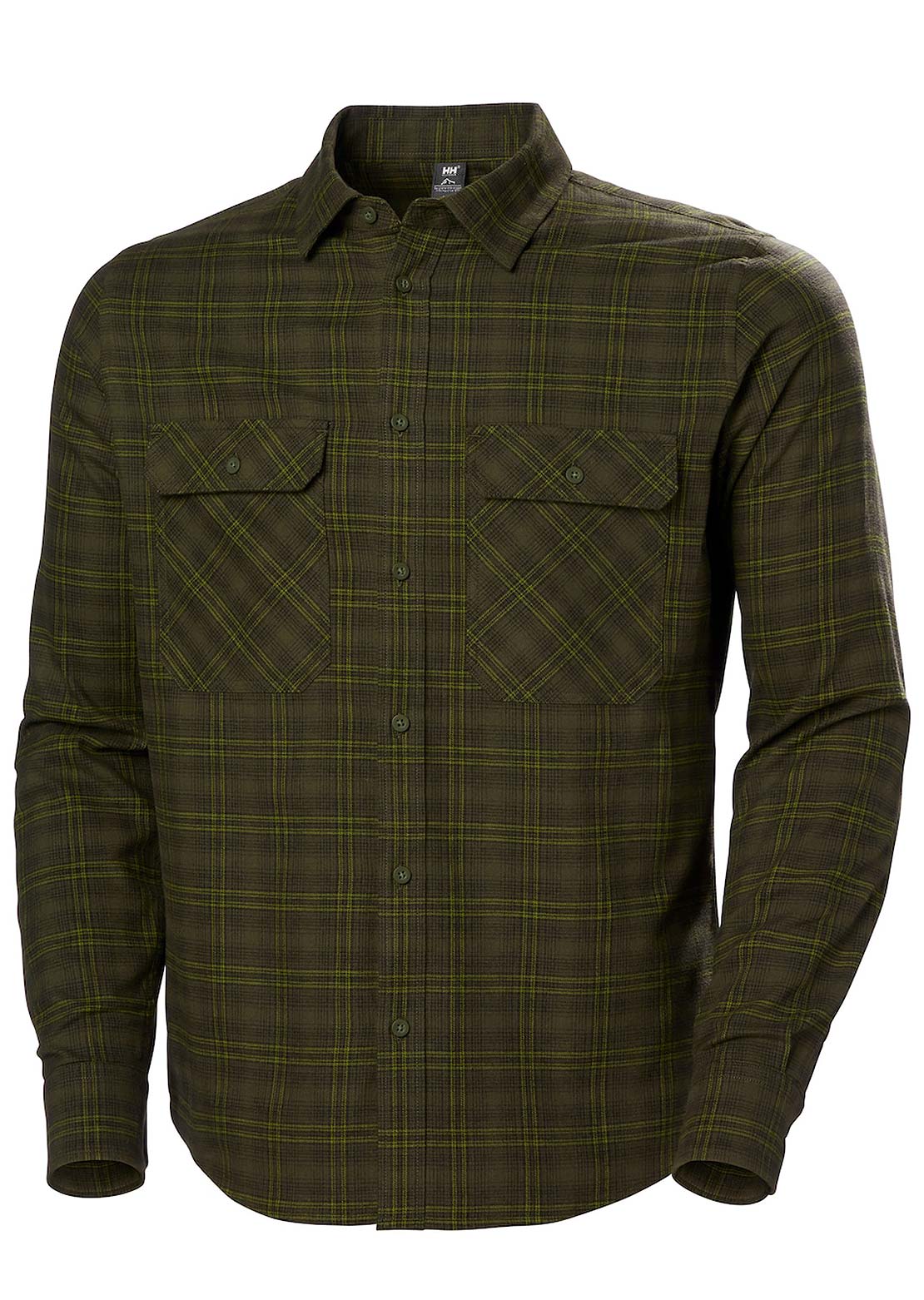 Helly Hansen Men's Lokka Flannel Button Up Shirt Utility Green Classic Plai