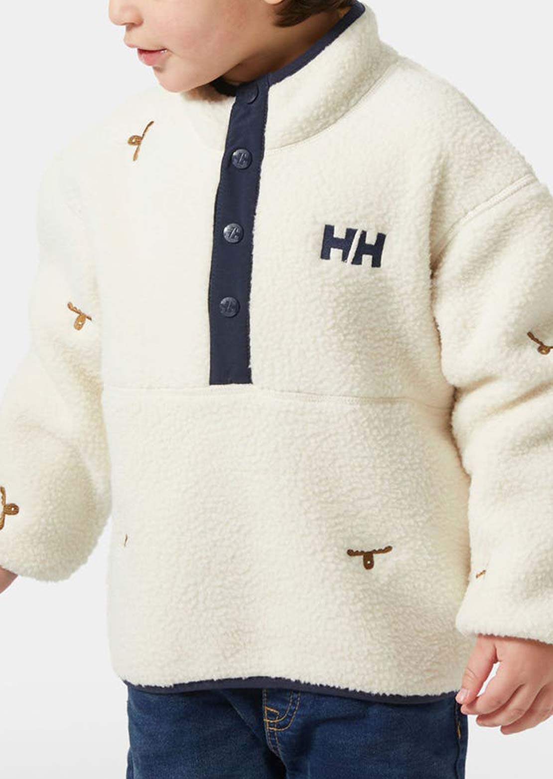 Helly Hansen Toddler Frosty Pile Sweater Cream Little Moose Embroid AOP