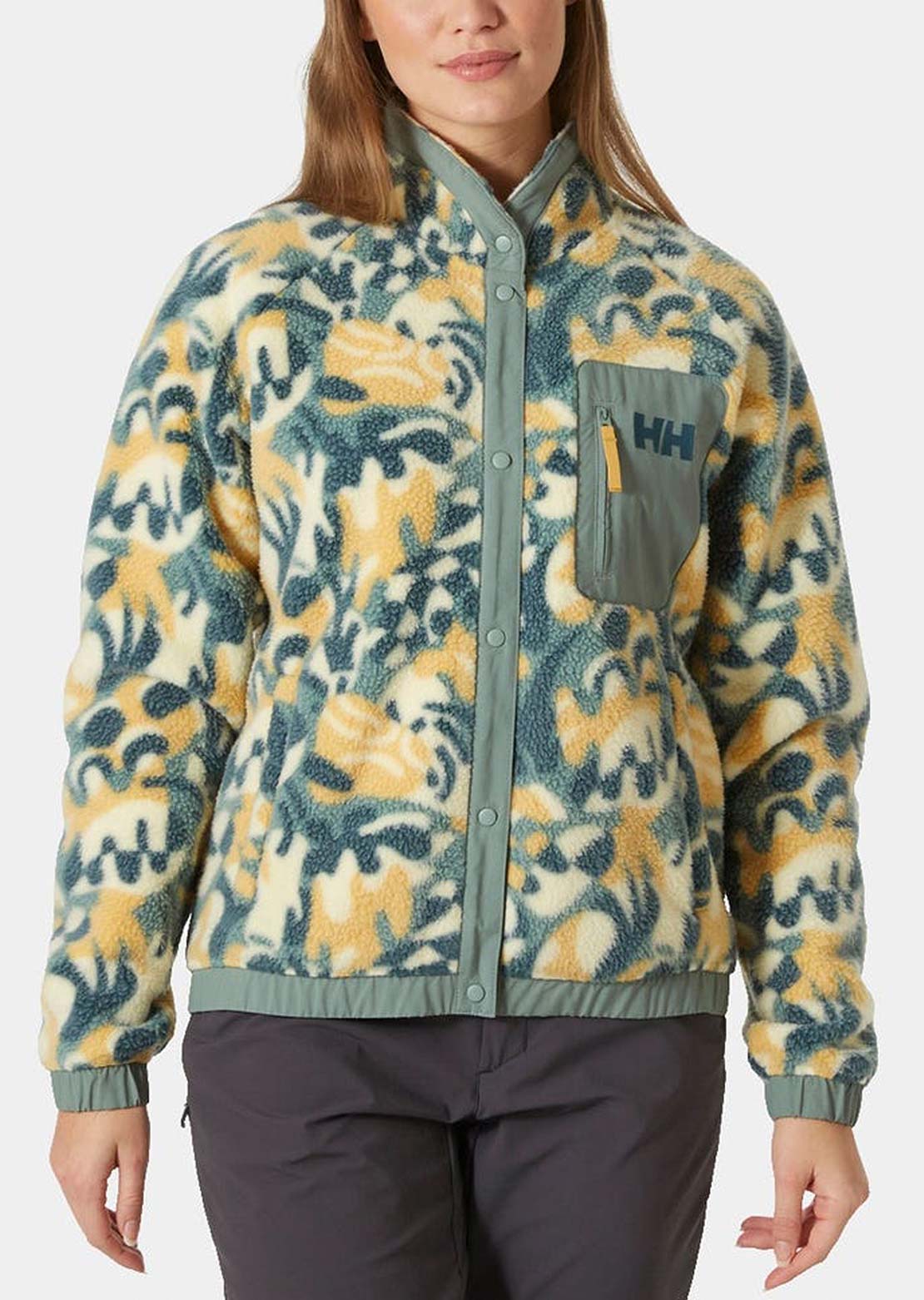 Helly Hansen Women's Imperial Printed Pile Snap Jacket Sand Bruce Aop