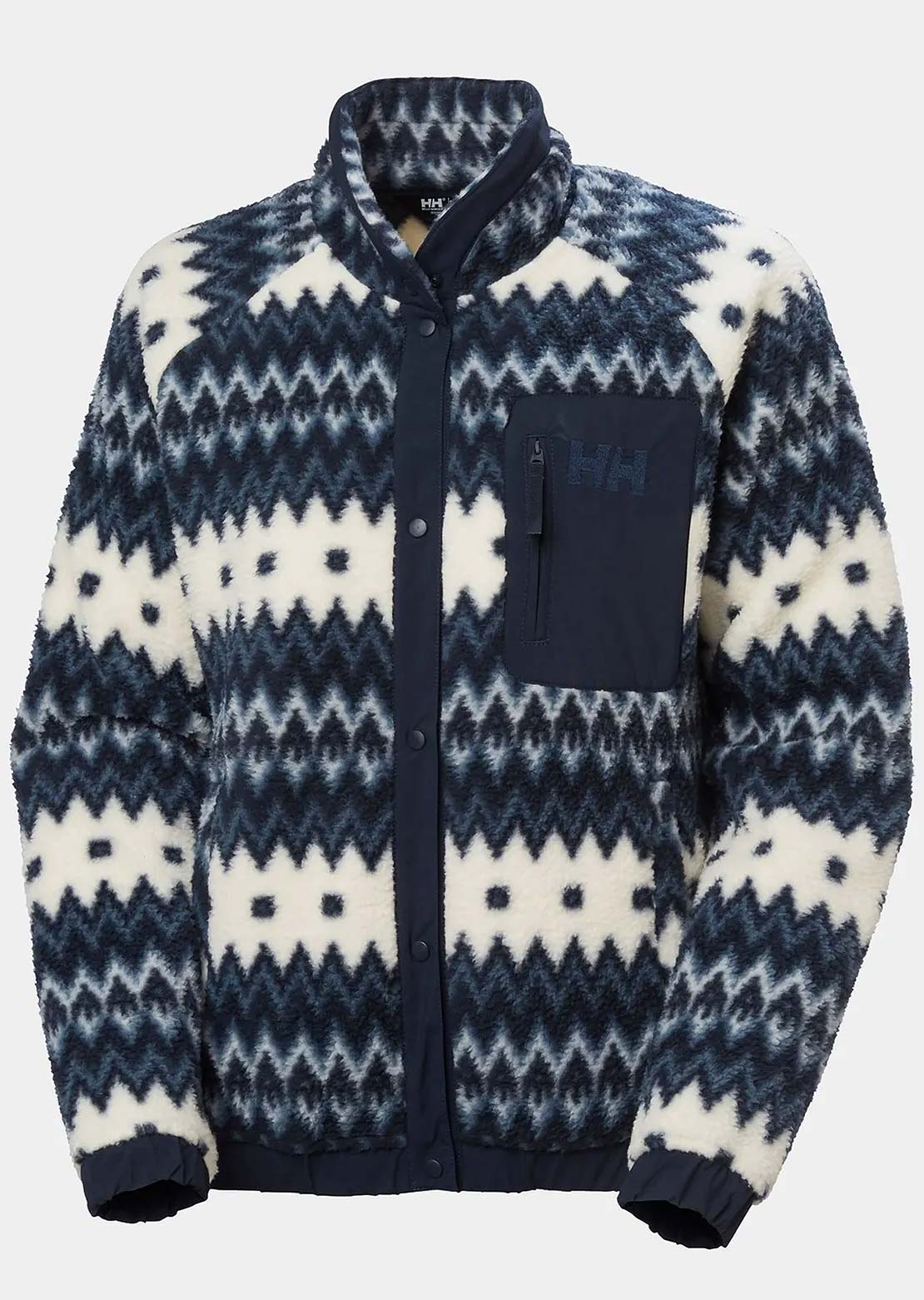 Helly Hansen Women's Imperial Printed Pile Snap Top Navy Nordic AOP