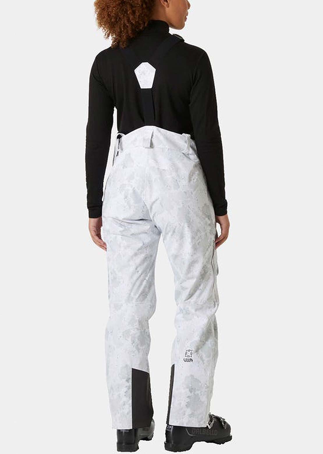 Helly Hansen Women&#39;s Powderqueen Bib Pants Grey Fog Snow Camo Aop