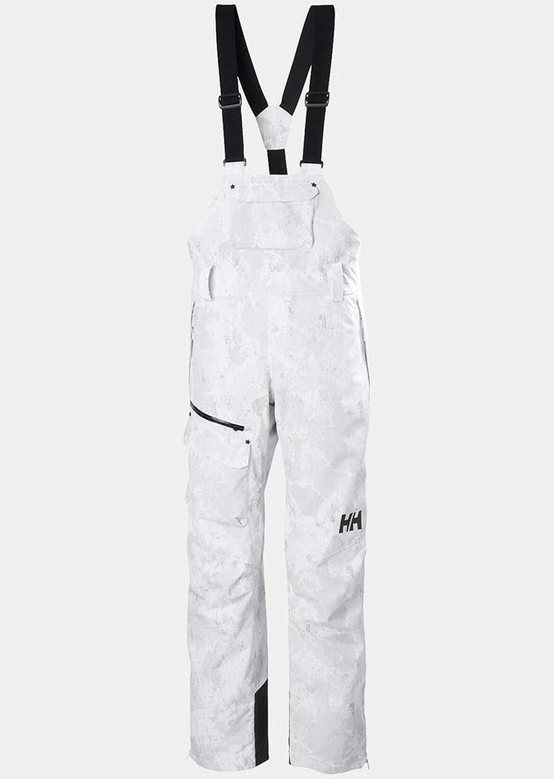 Helly Hansen Women&#39;s Powderqueen Bib Pants Grey Fog Snow Camo Aop