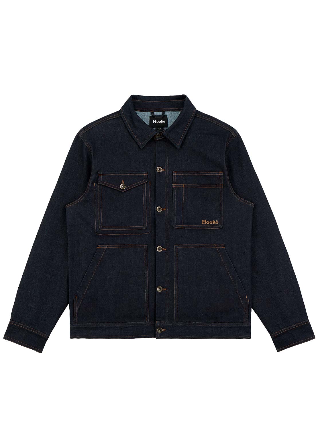 Hooké Men's Denim Trucker Work Jacket Blue Denim