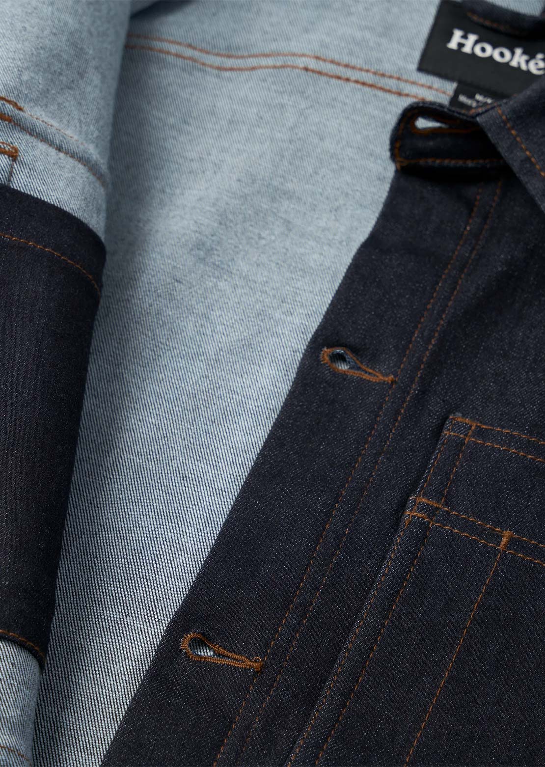 Hooké Men's Denim Trucker Work Jacket Blue Denim