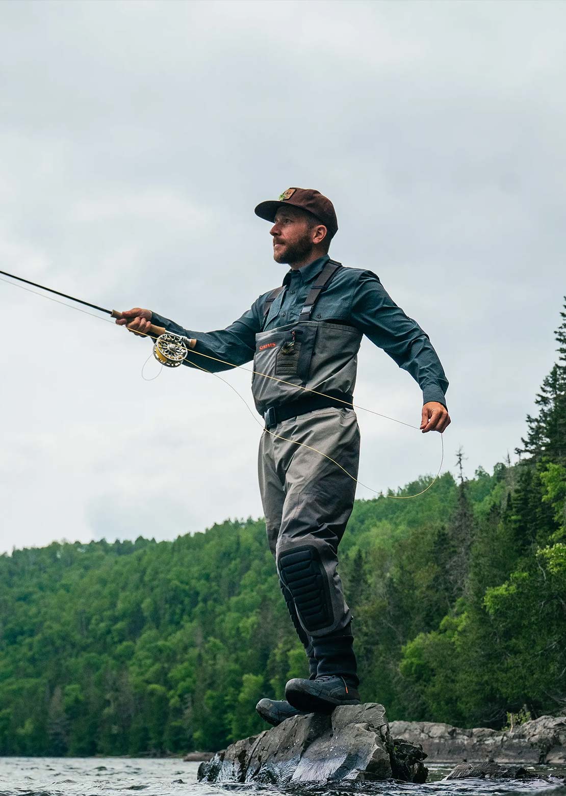 Hooké Men's Fly Fishing Button Up Shirt Dark Slate