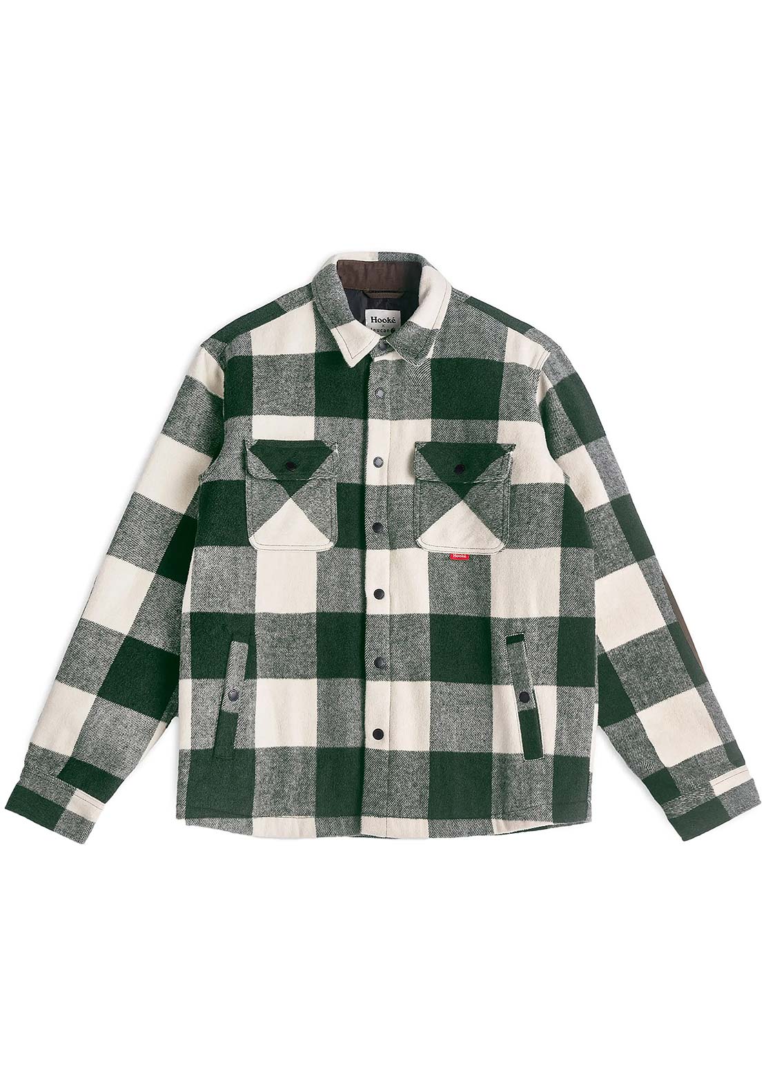 Hooké Men&#39;s Leucan Canadian Insulated Button Up Shirt Forest Green &amp; Cream