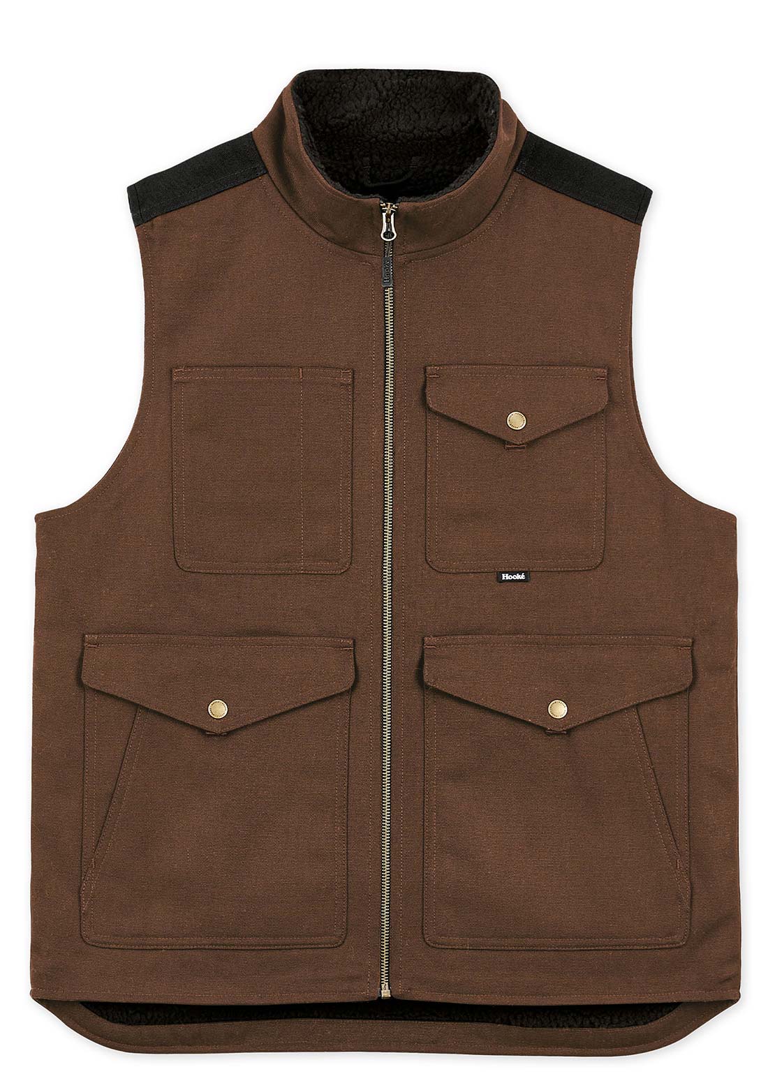 Hooké Men's Mustang Pile Work Vest Dark Brown & Black