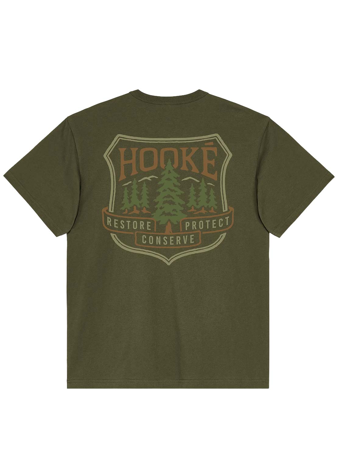 Hooké Men's Pine Trees T-Shirt Dark Olive