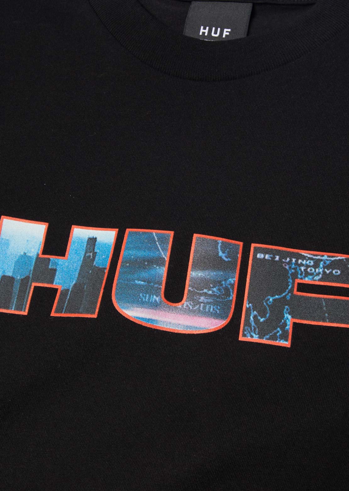 HUF Men's Flight Path T-Shirt Black White