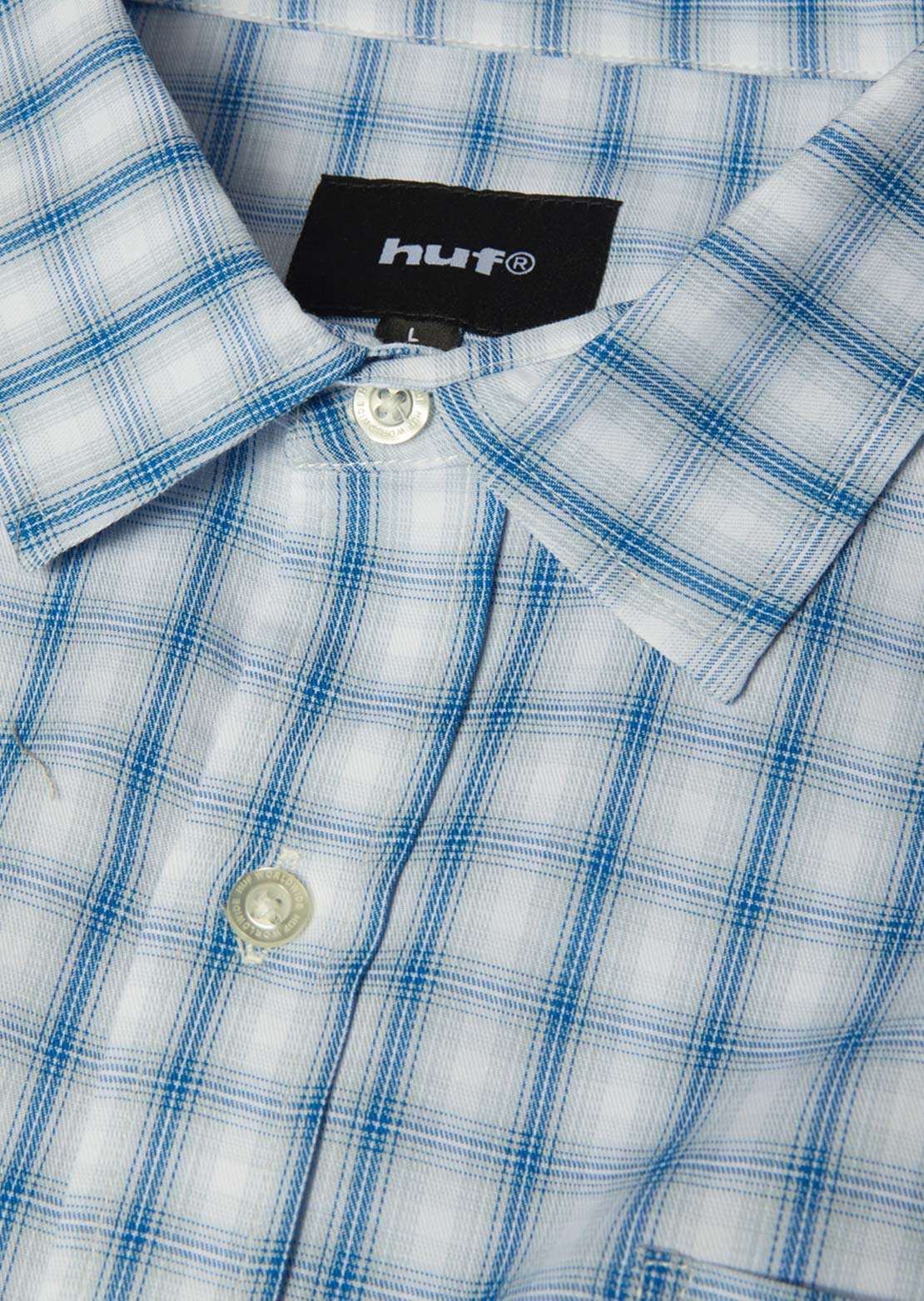 HUF Men's H Star Long Sleeve Plaid Button Up Shirt Light Blue