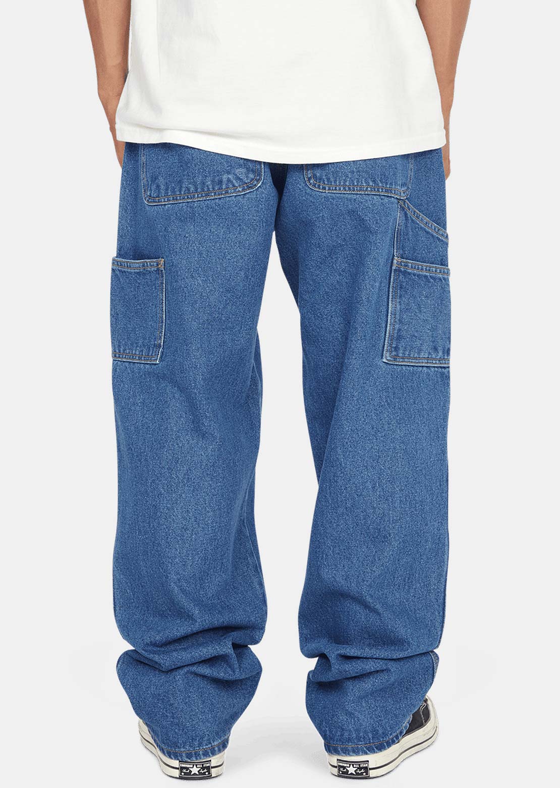 HUF Men's Kinda Loose Double Knees Pants Stone Wash Indigo