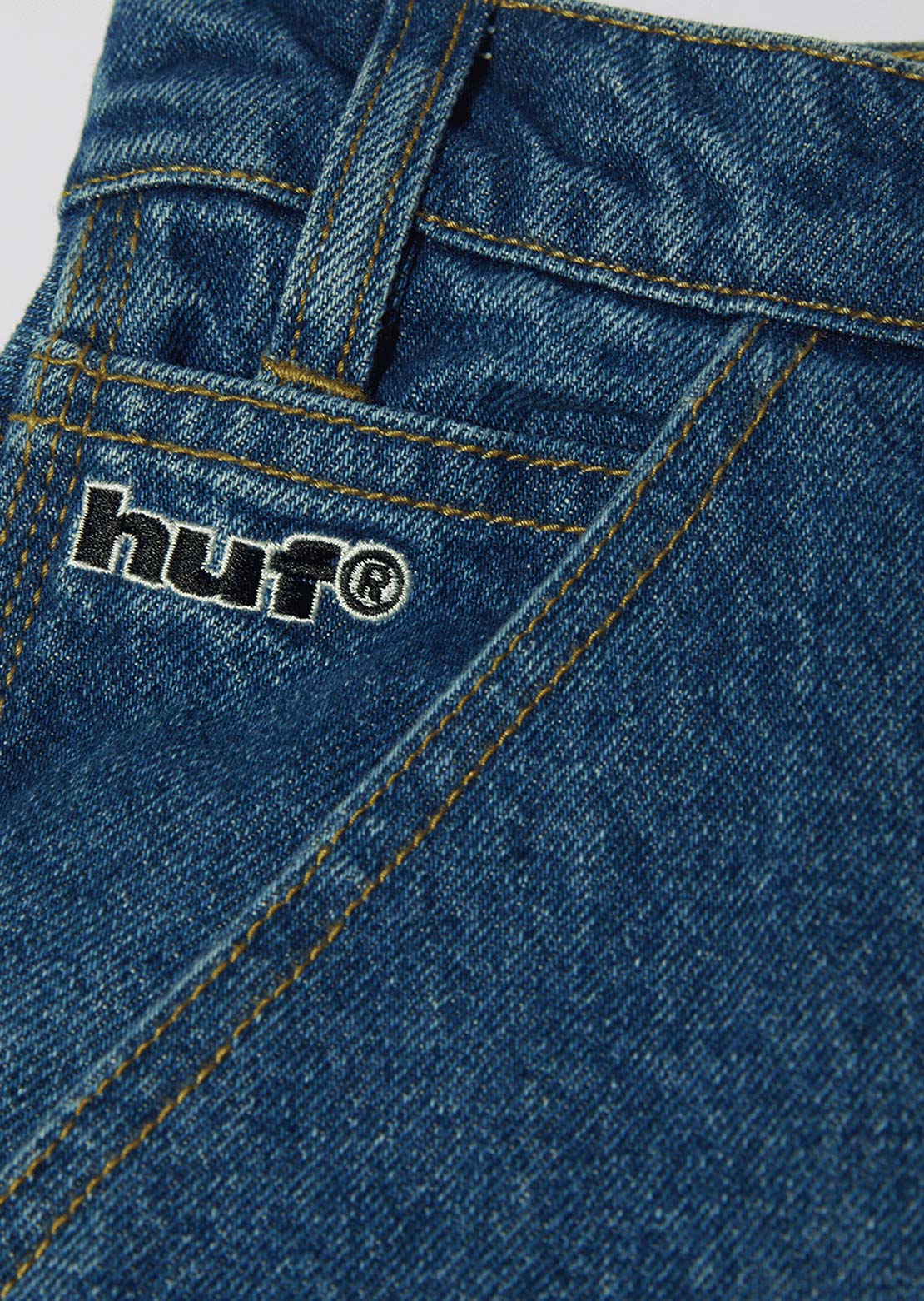 HUF Men's Kinda Loose Double Knees Pants Stone Wash Indigo