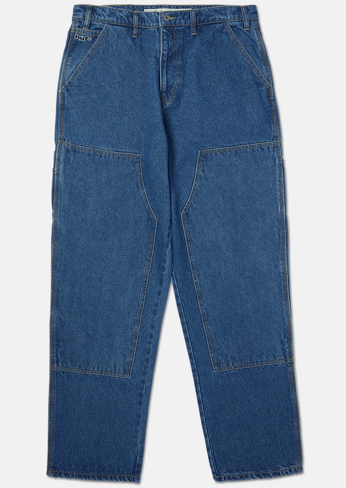 HUF Men's Kinda Loose Double Knees Pants Stone Wash Indigo