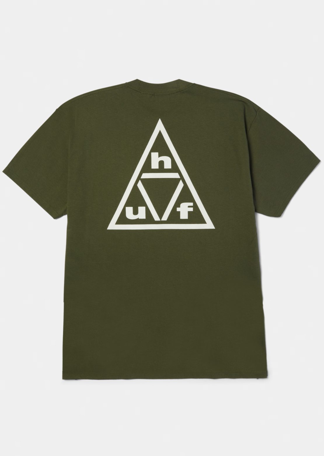 HUF Men's Triple Triangle T-Shirt Surplus Green/White