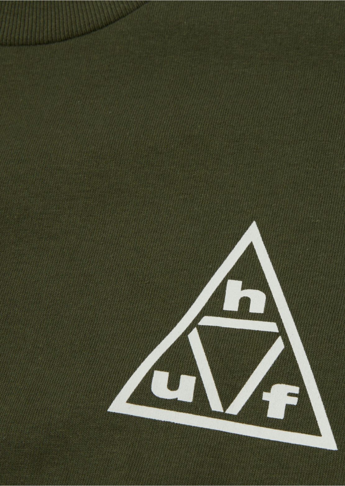 HUF Men's Triple Triangle T-Shirt Surplus Green/White