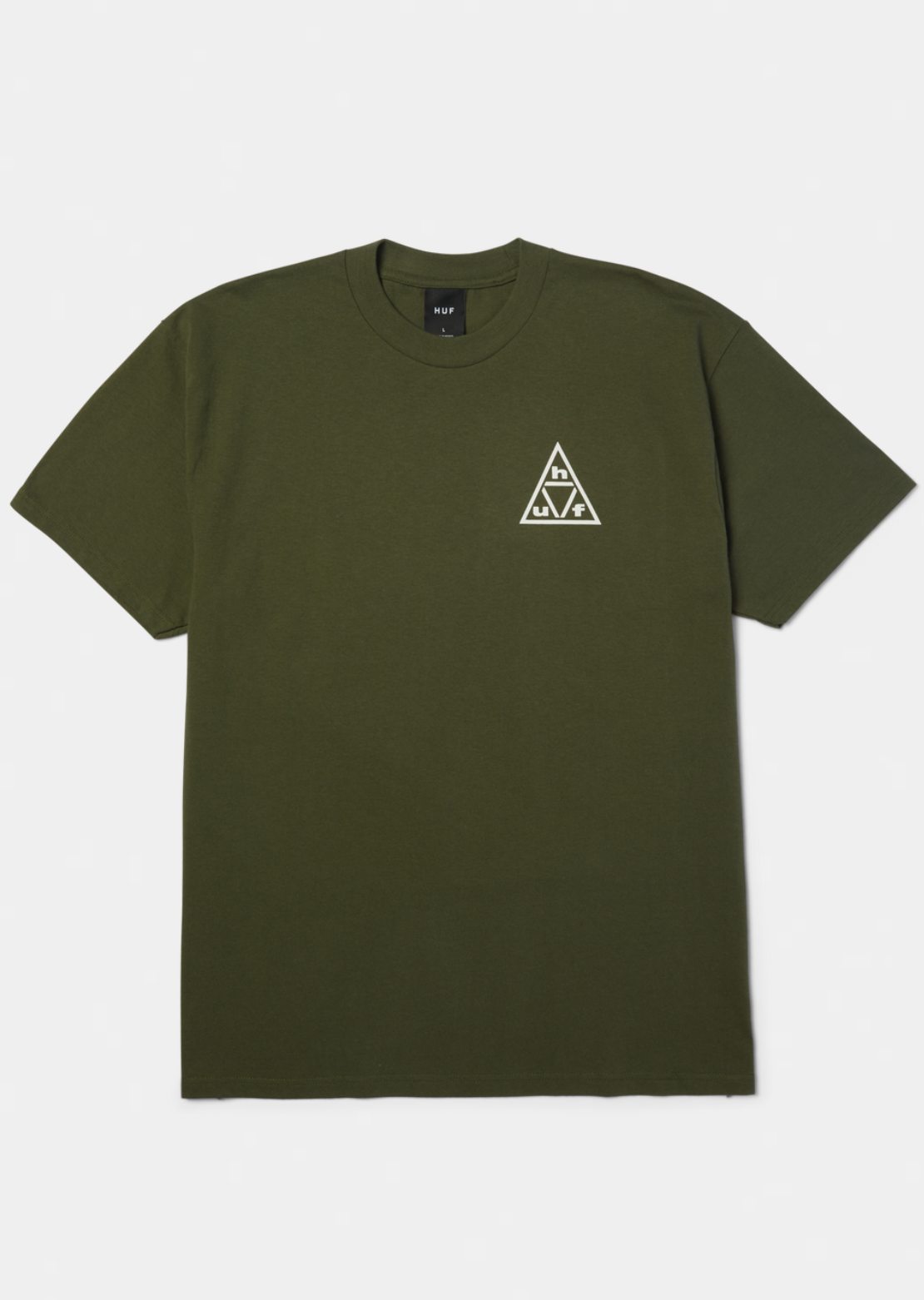 HUF Men's Triple Triangle T-Shirt Surplus Green/White