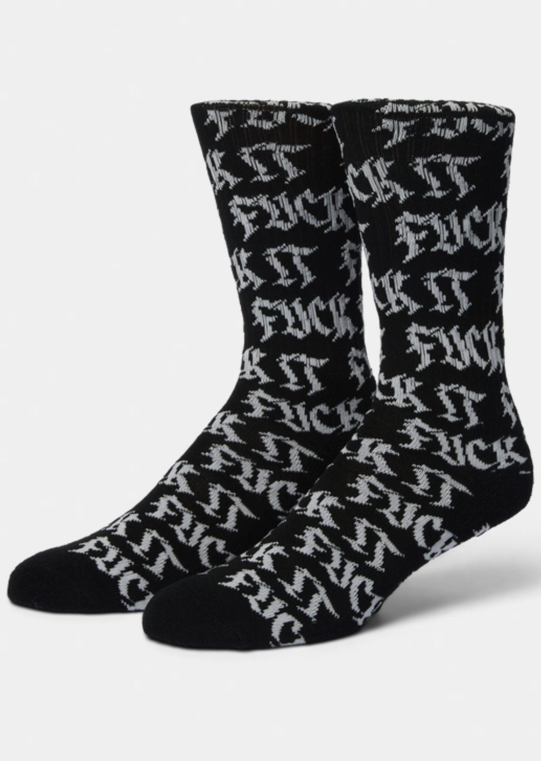HUF Unisex Fuck It Old Style Crew Socks Black