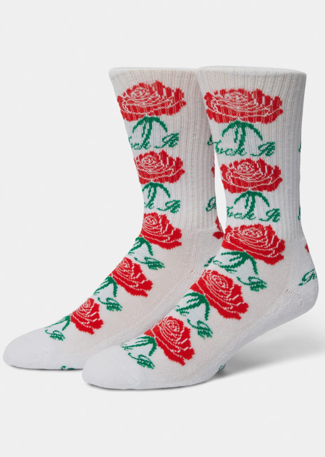 HUF Unisex Fuck It Rose Crew Socks White