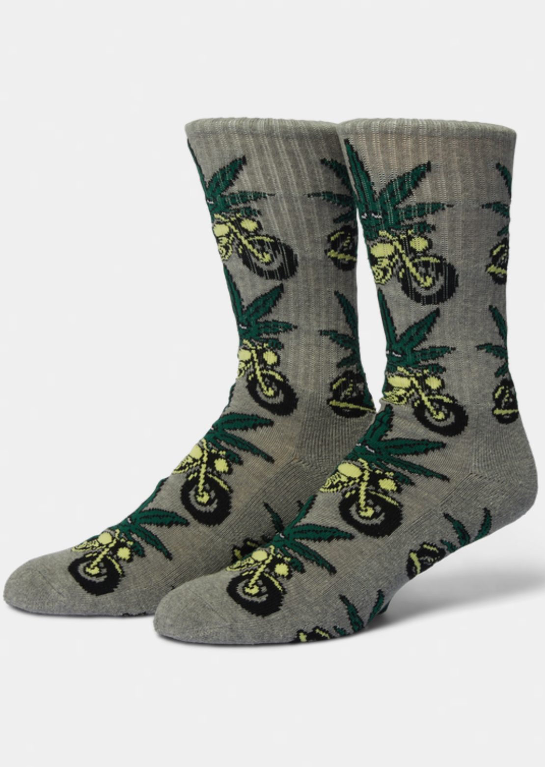 HUF Unisex Green Buddy Nitro Socks Heather Grey