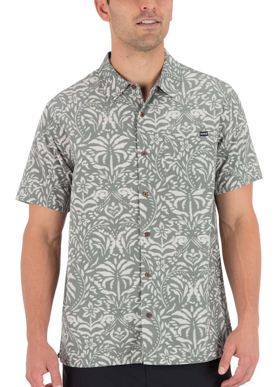 Hurley Men's Aero Button Up Shirt Great White Combo