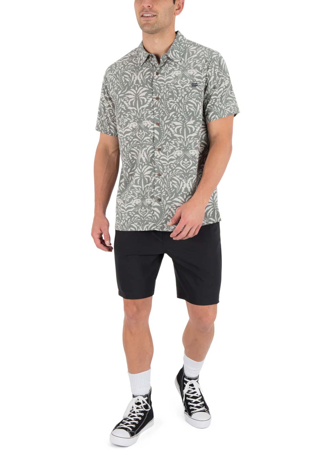 Hurley Men's Aero Button Up Shirt Great White Combo