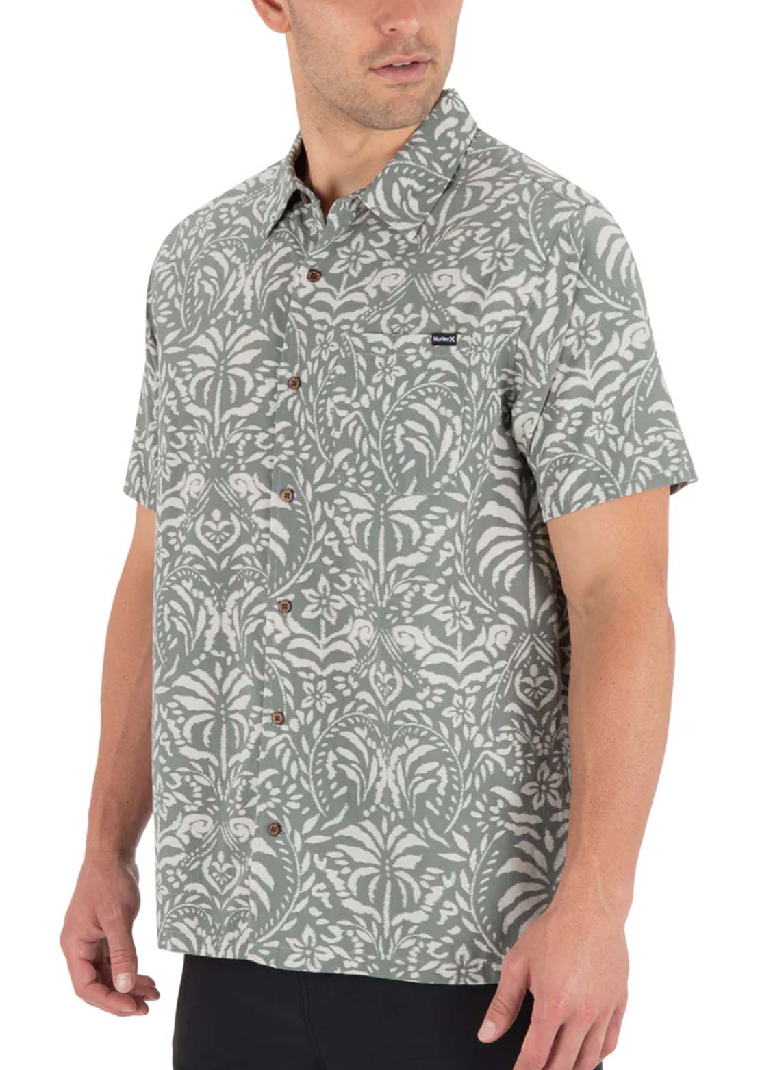 Hurley Men's Aero Button Up Shirt Great White Combo