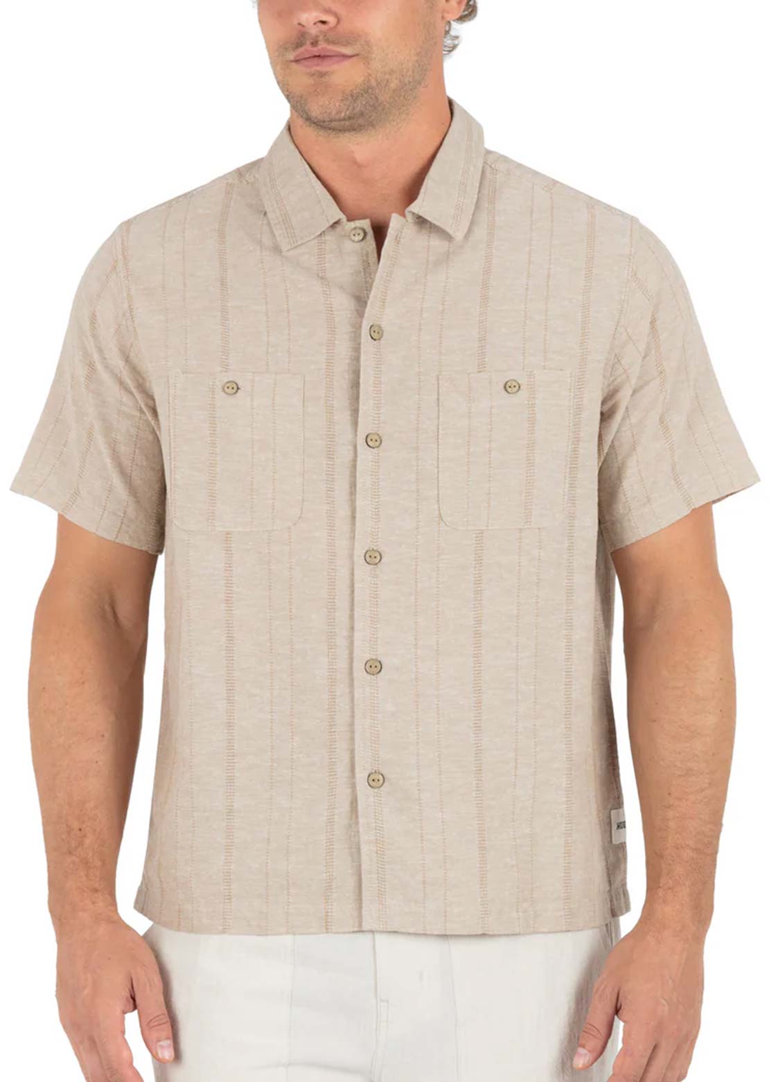 Hurley Men's Hemp Malibu Button Up Shirt Bristlecone