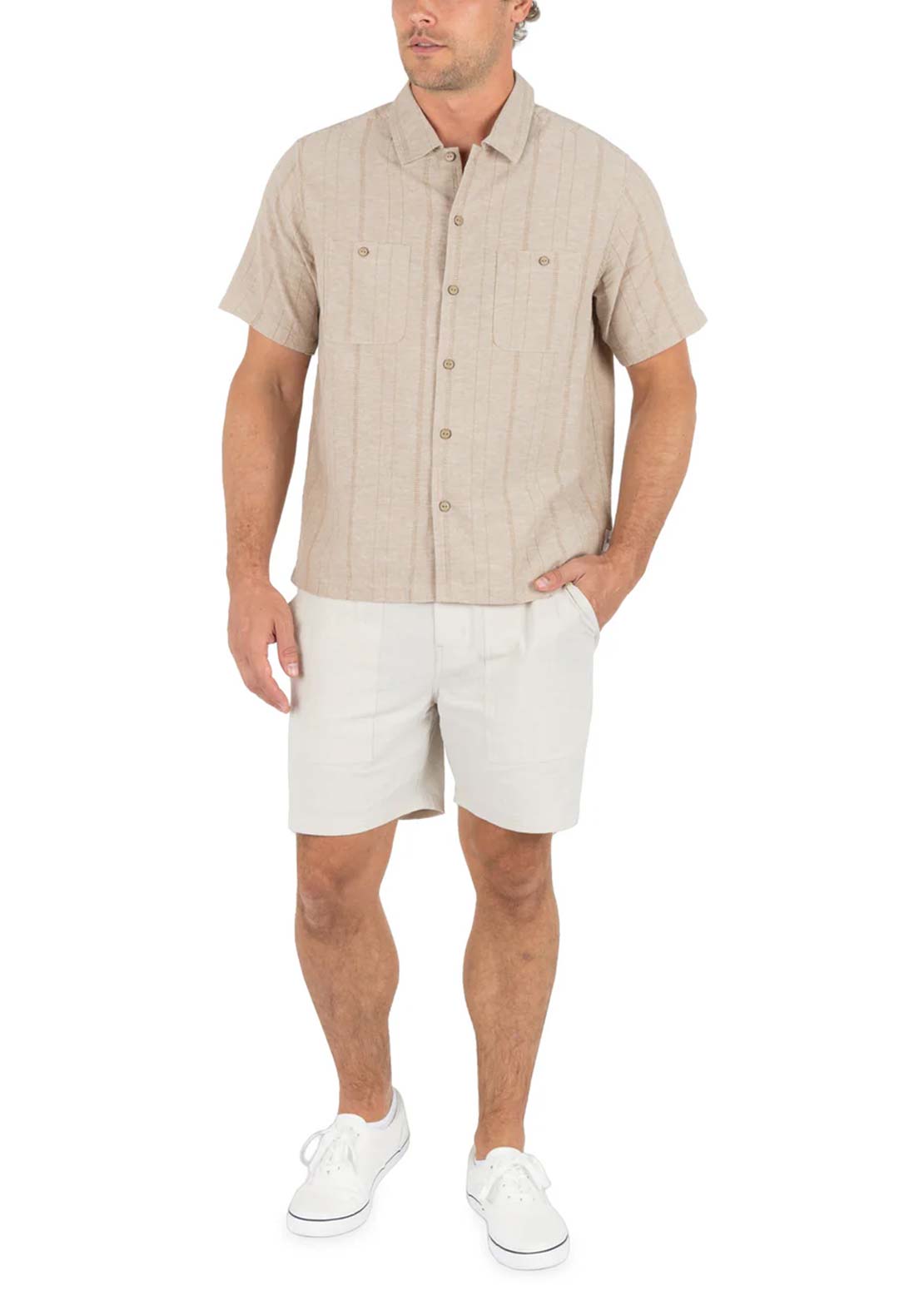 Hurley Men's Hemp Malibu Button Up Shirt Bristlecone