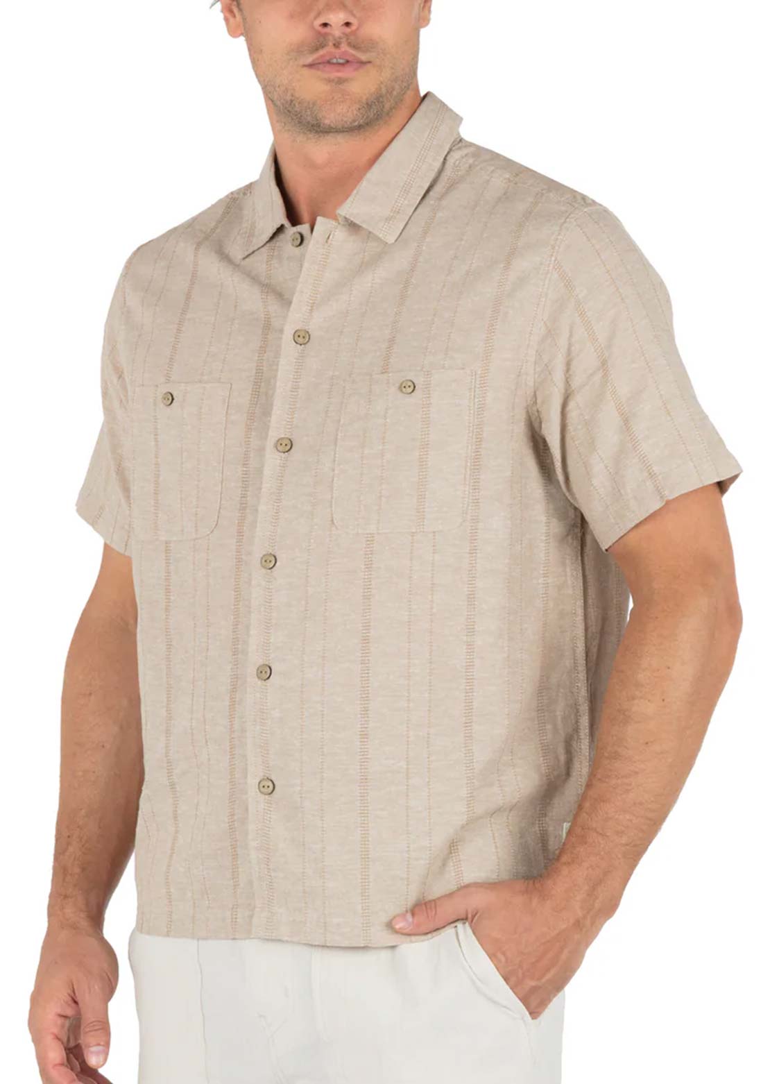 Hurley Men's Hemp Malibu Button Up Shirt Bristlecone