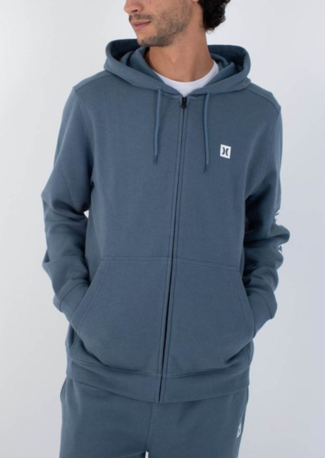 Hurley Men's Icon Box Zip Hood Grey Teal