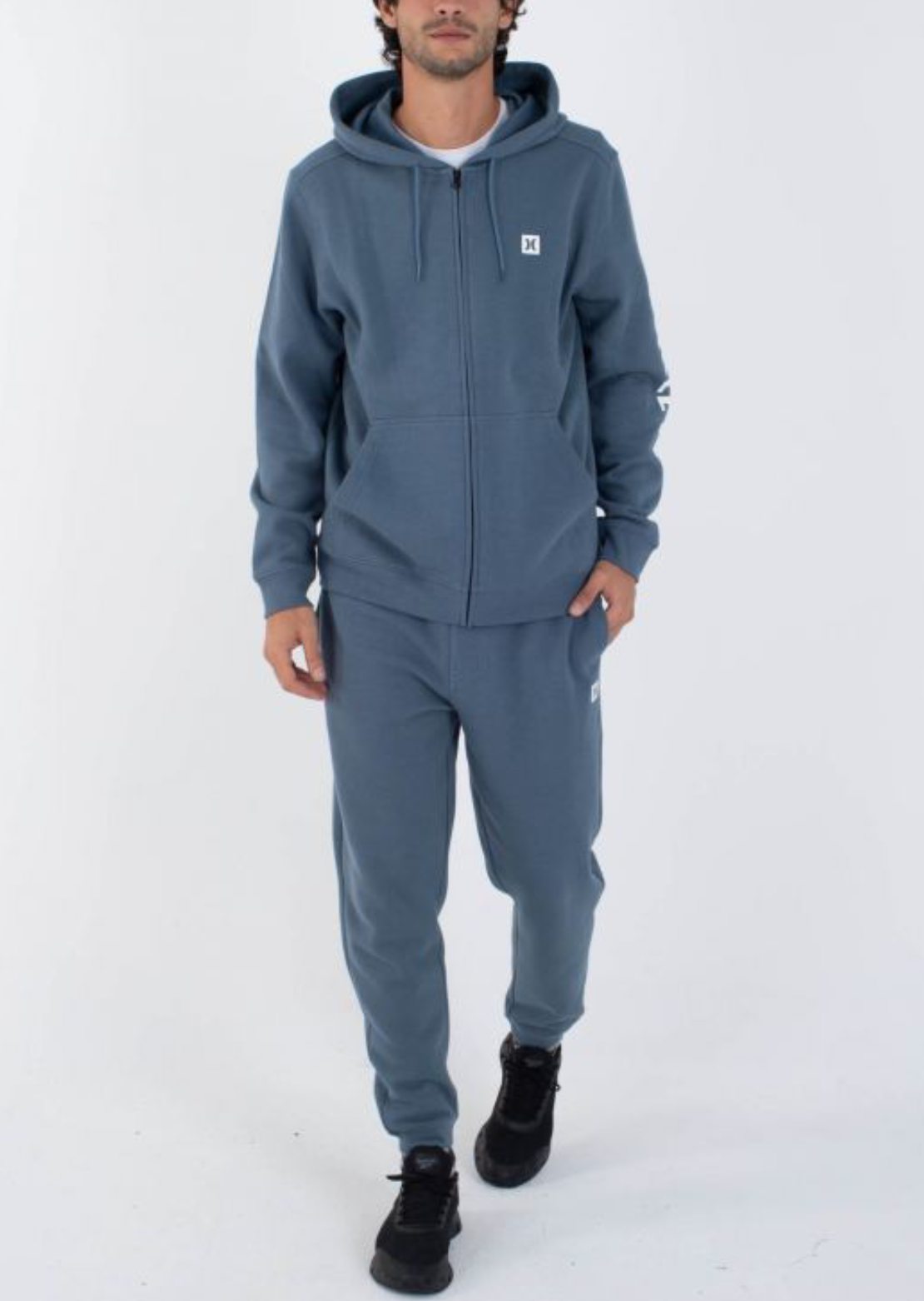Hurley Men's Icon Box Zip Hood Grey Teal