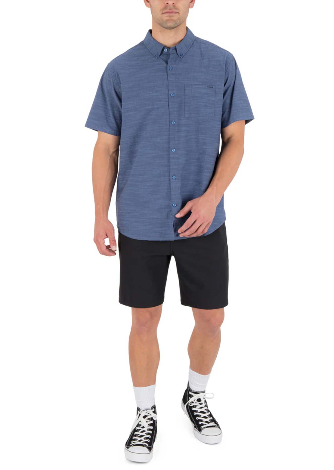 Hurley Men's Icon Stretch Button Up Shirt Obsidian