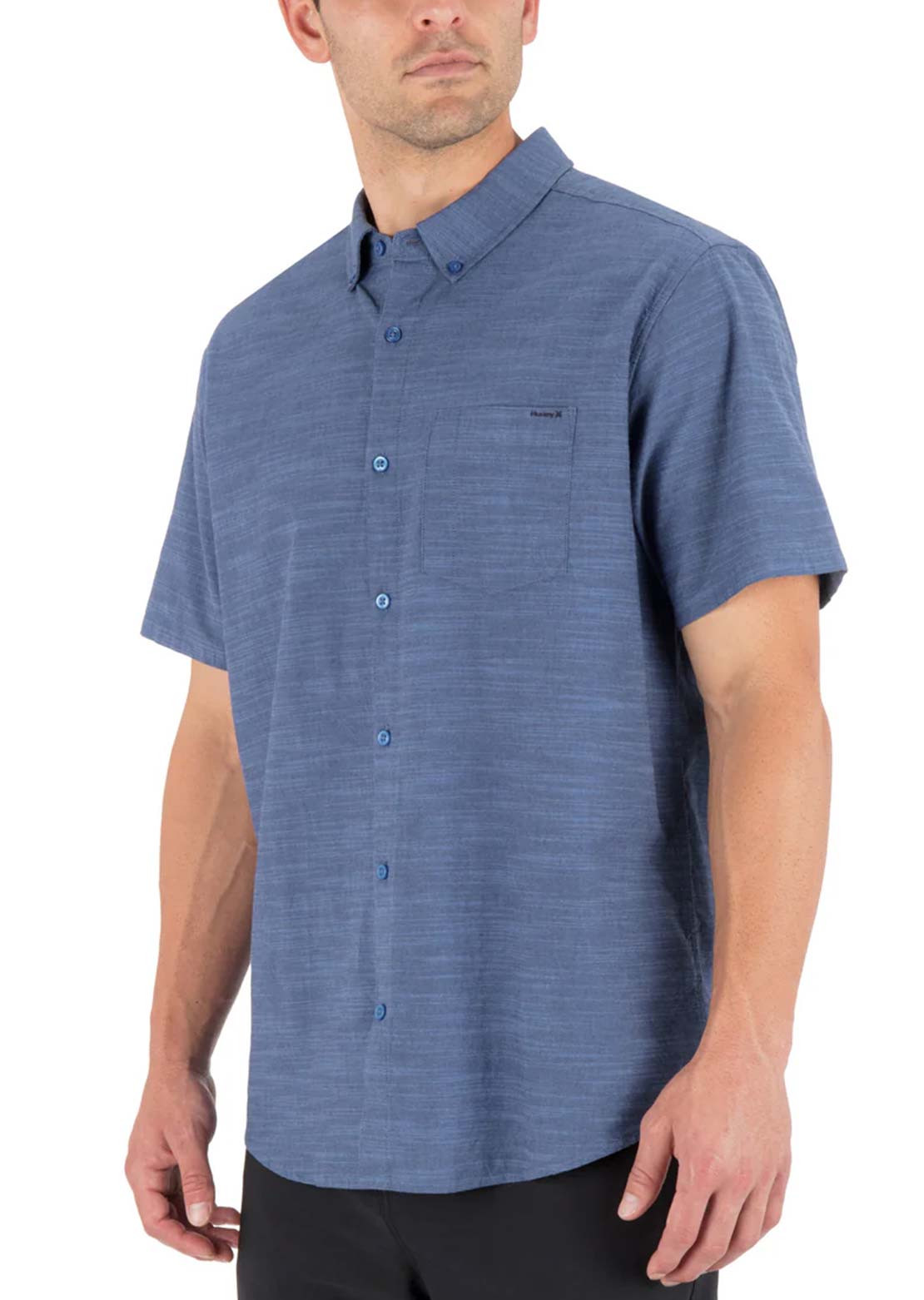 Hurley Men's Icon Stretch Button Up Shirt Obsidian