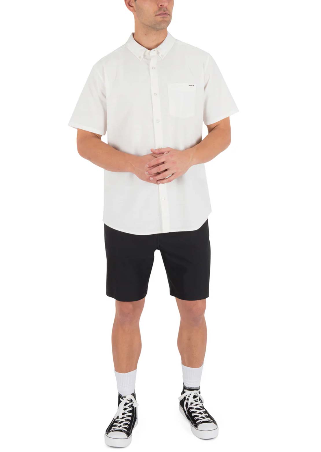 Hurley Men's Icon Stretch Button Up Shirt White