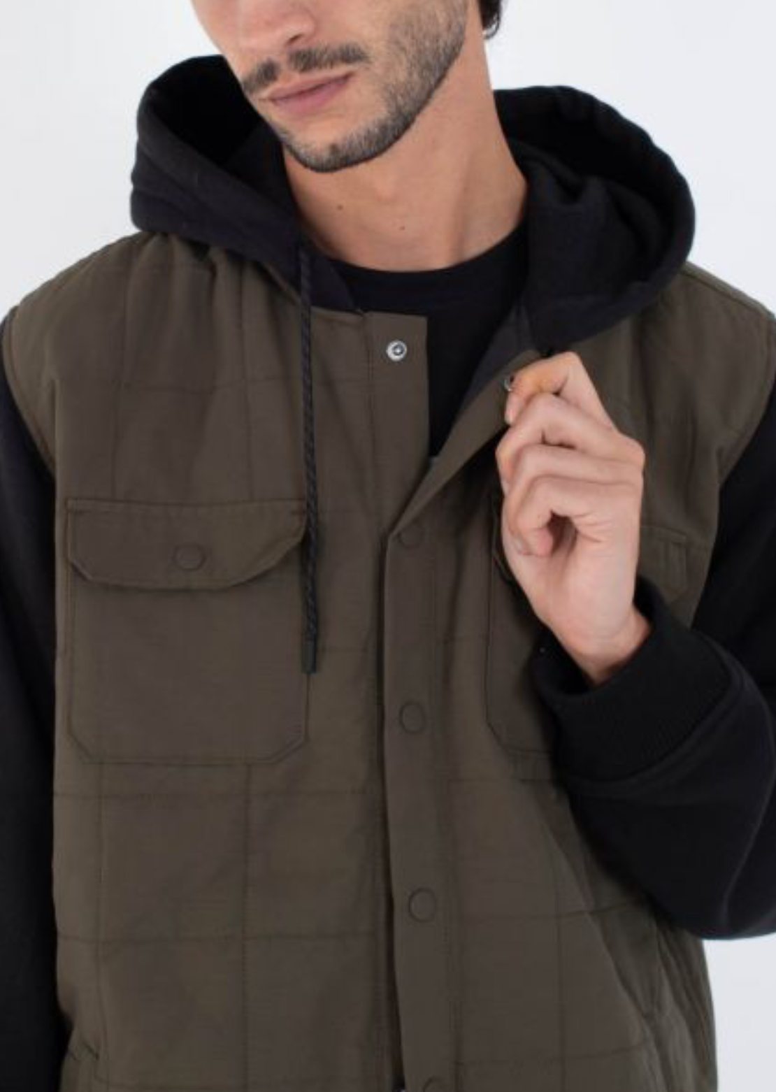 Hurley Men's Santa Cruz Quilted Hooded Jacket Cargo