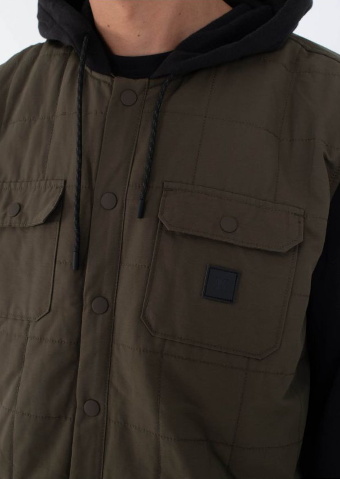 Hurley Men's Santa Cruz Quilted Hooded Jacket Cargo