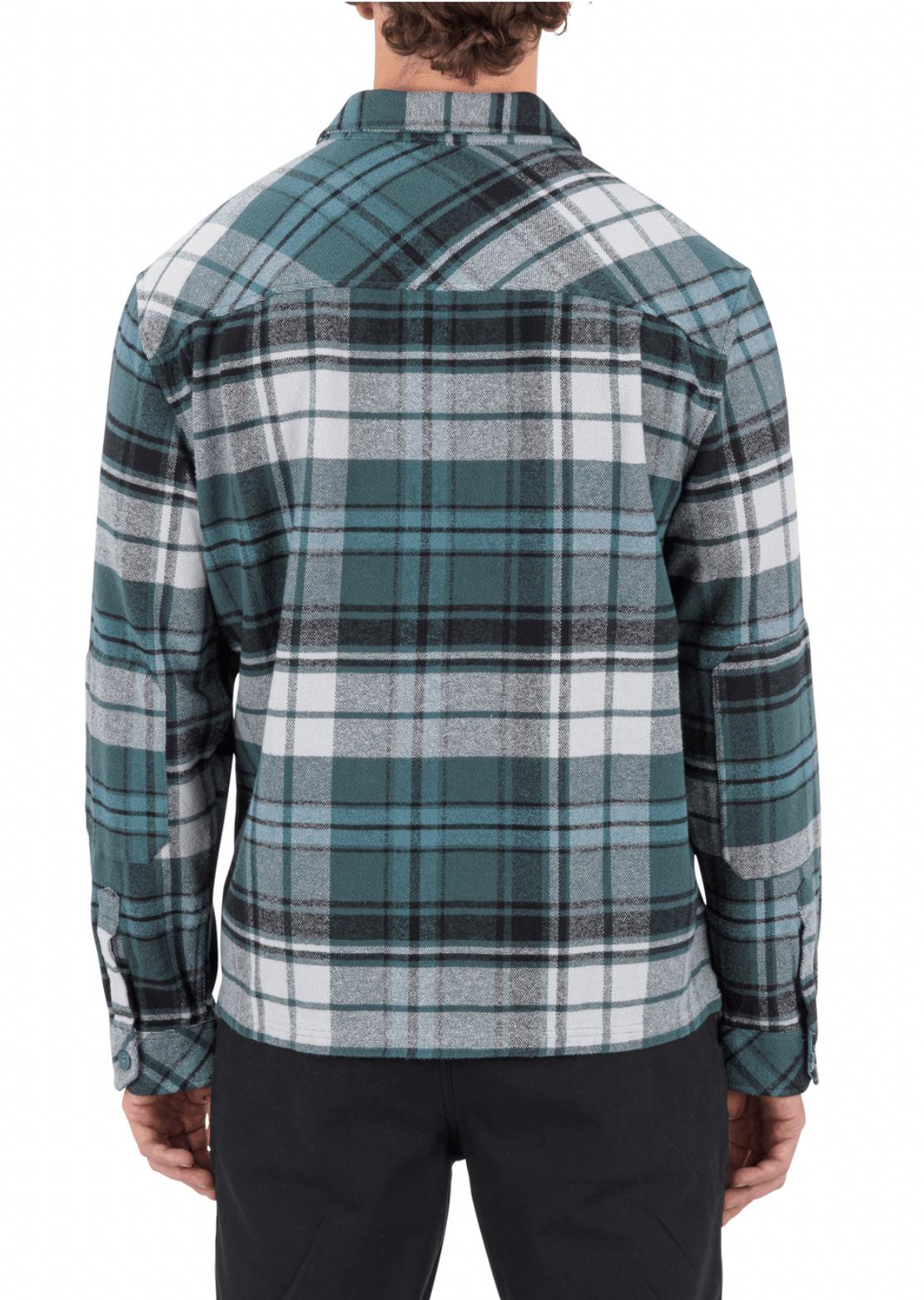 Hurley Men's Santa Cruz Seaside Flannel Button Up Shirt Armored Navy