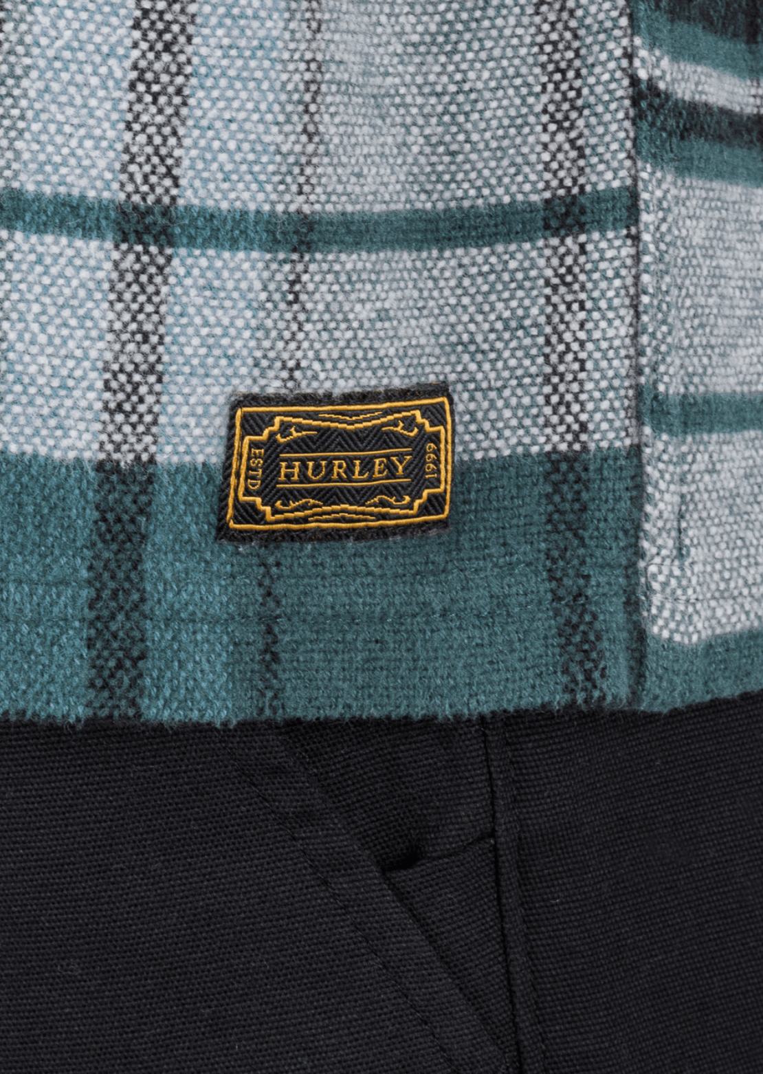 Hurley Men's Santa Cruz Seaside Flannel Button Up Shirt Armored Navy