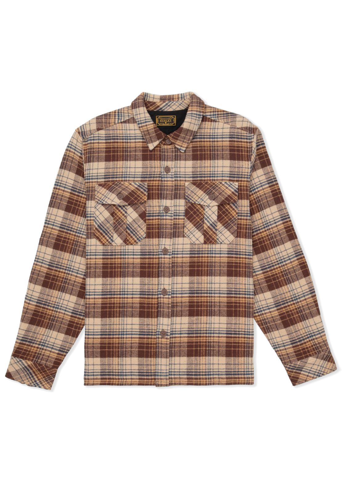 Hurley Men's Santa Cruz Seaside Flannel Button Up Shirt Espresso
