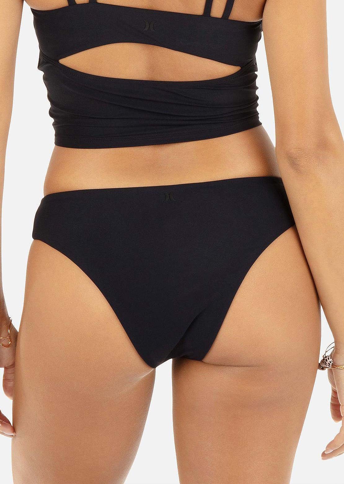 Hurley Women's Max Solid Mid Rise Cheeky Bottom Black