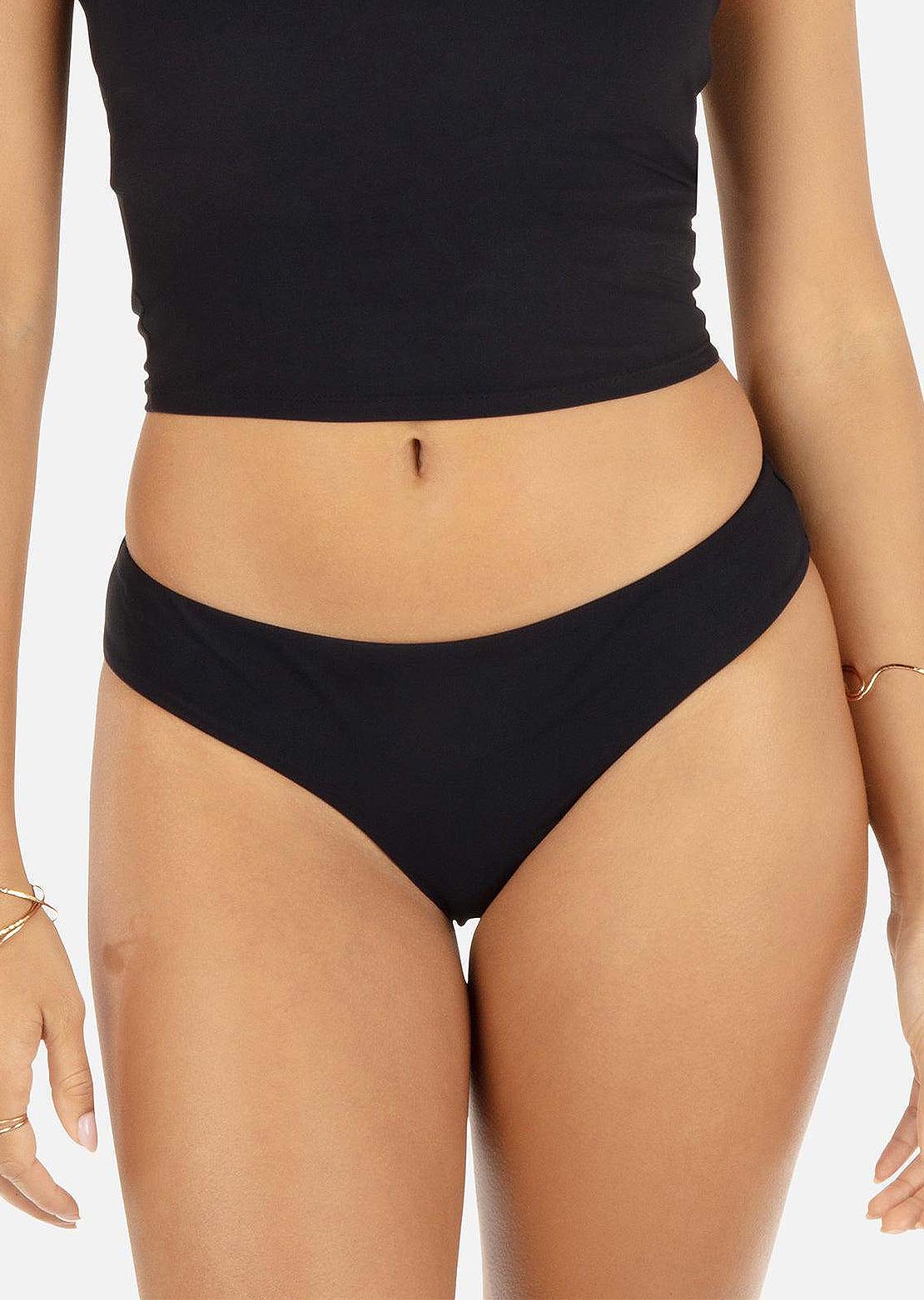 Hurley Women's Max Solid Mid Rise Cheeky Bottom Black