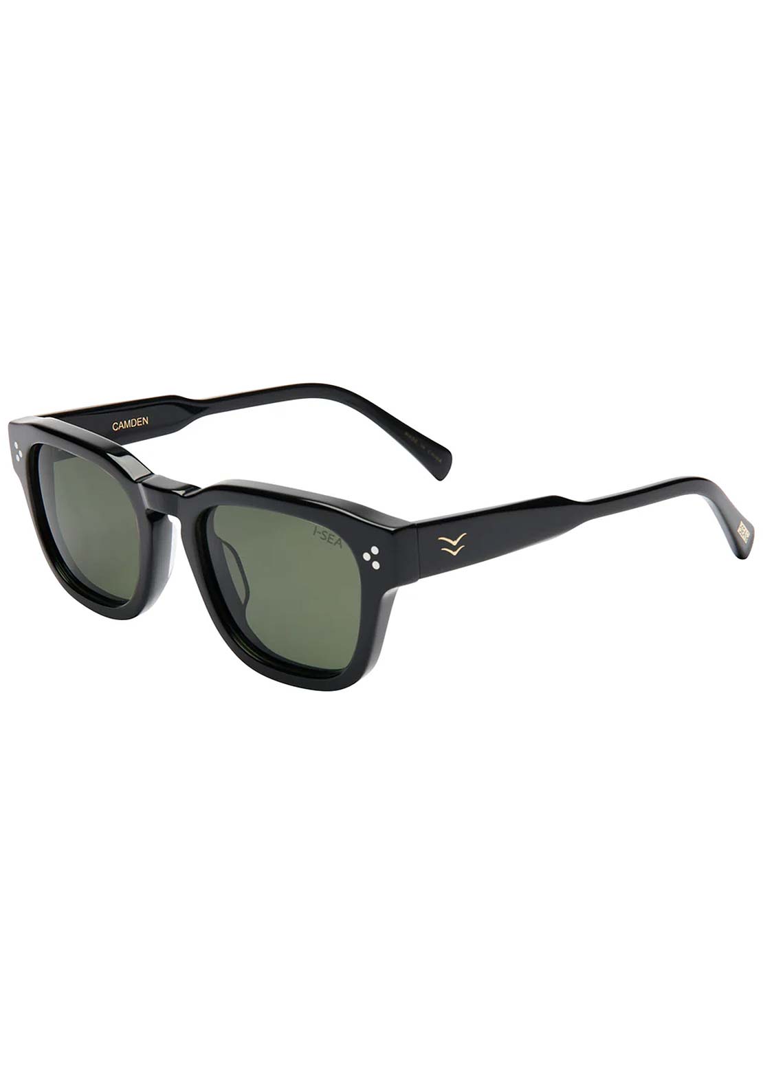 I-SEA Men's Camden Sunglasses Black Acetate/Green Polarized