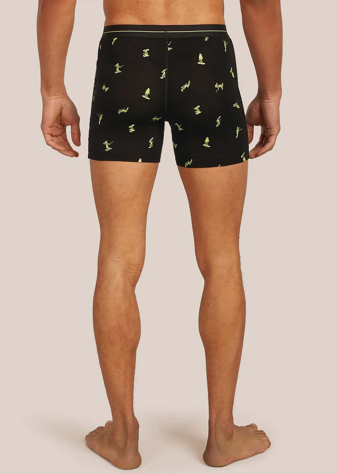 Icebreaker Men's Merino 150 Anatomica Ski Day Boxers Black/Peridot/Aop
