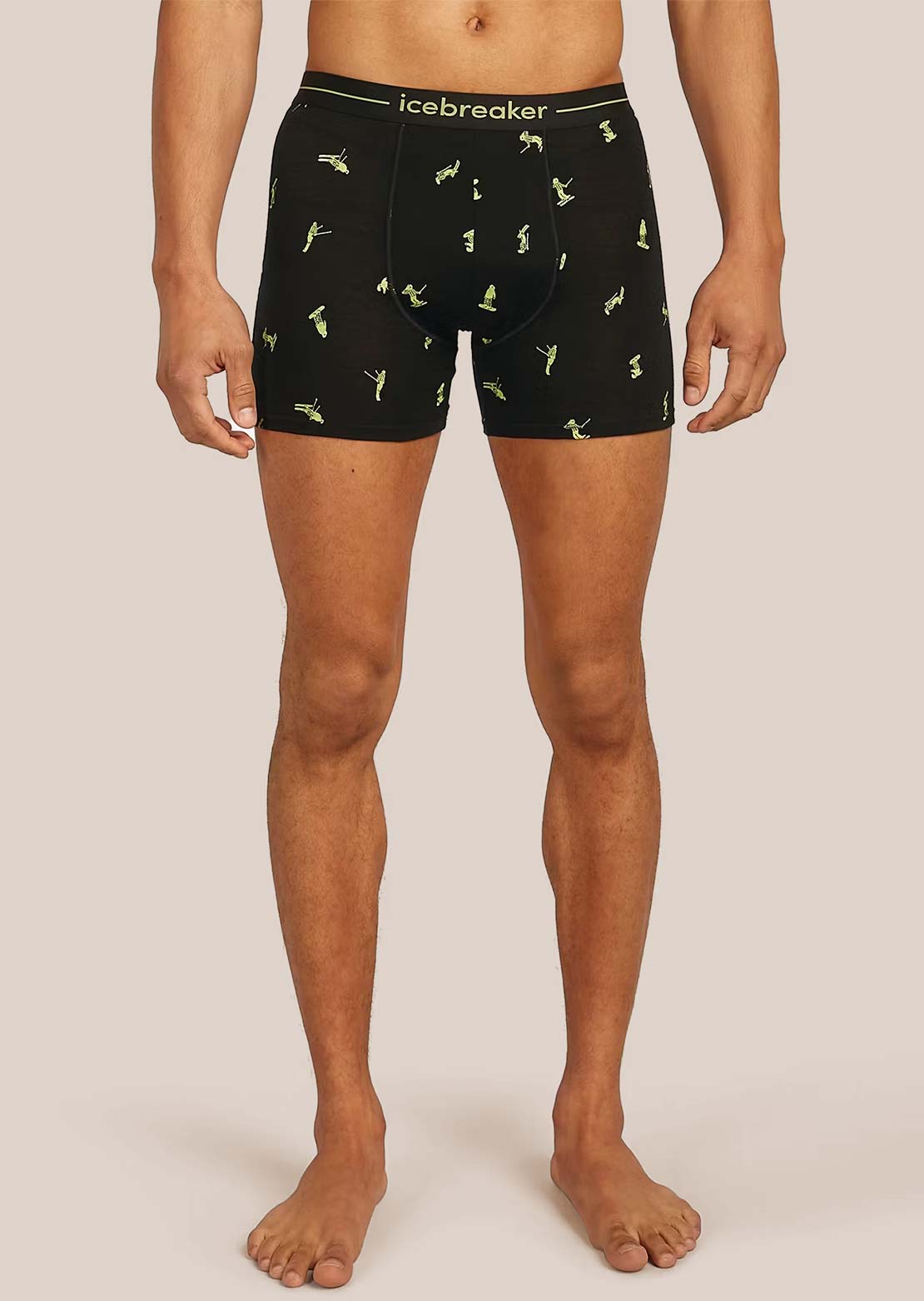 Icebreaker Men's Merino 150 Anatomica Ski Day Boxers Black/Peridot/Aop