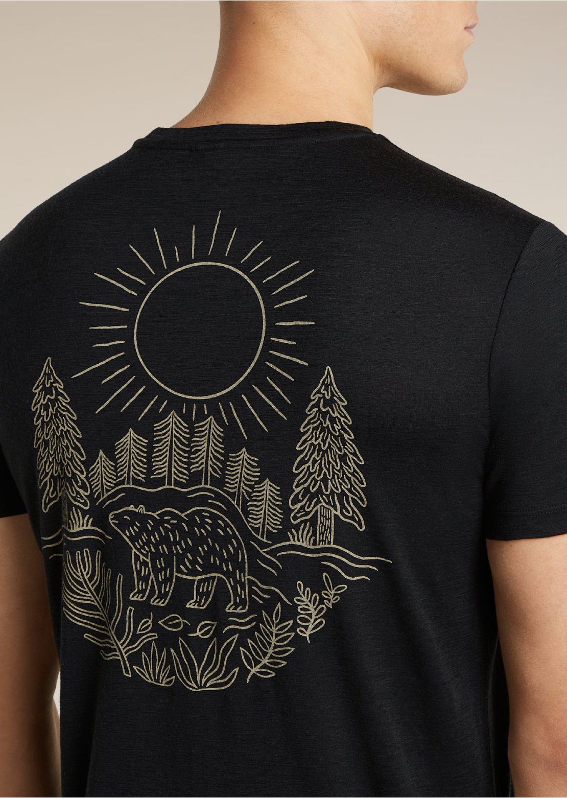 Icebreaker Men's Merino 150 Oasis Lite Forest Footsteps T-Shirt Black