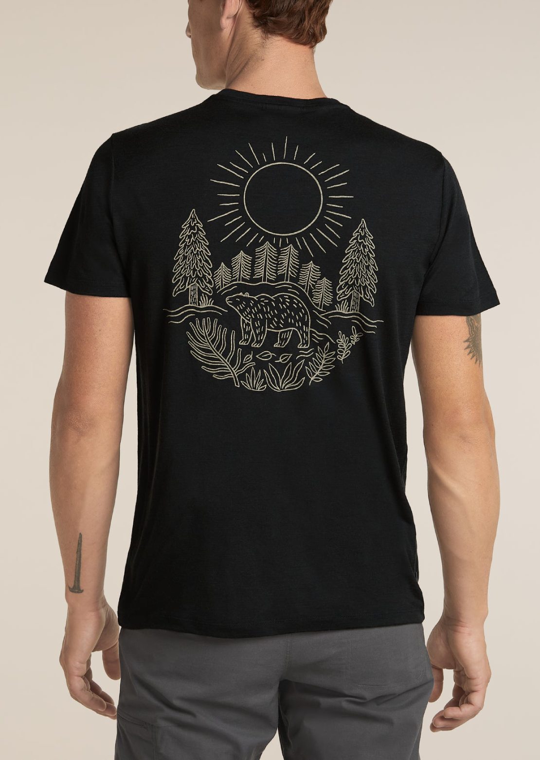 Icebreaker Men's Merino 150 Oasis Lite Forest Footsteps T-Shirt Black